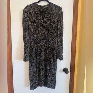 Escada Margaretha Ley Vintage Rose Print Long Sleeve Dress | Size 38 (US 6)